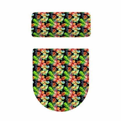 Tropical Hawaii Flowers Pattern Print Toilet Lid And Tank Cover Set
