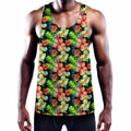 Tropical Hawaii Flowers Pattern Print Men's Workout Tank Top