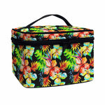 Tropical Hawaii Flowers Pattern Print Travel Makeup Bag