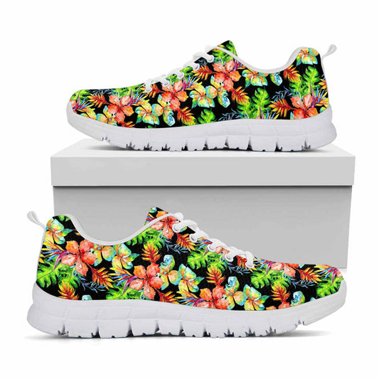 Tropical Hawaii Flowers Pattern Print White Running Shoes