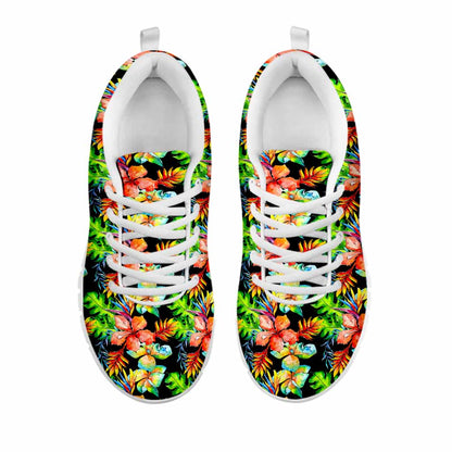 Tropical Hawaii Flowers Pattern Print White Running Shoes