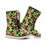 Tropical Hawaii Flowers Pattern Print Winter Boots