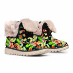 Tropical Hawaii Flowers Pattern Print Winter Boots