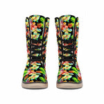 Tropical Hawaii Flowers Pattern Print Winter Boots