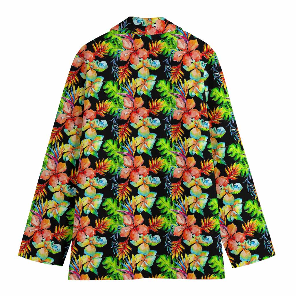 Tropical Hawaii Flowers Pattern Print Women's Blazer