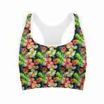Tropical Hawaii Flowers Pattern Print Women's Sports Bra