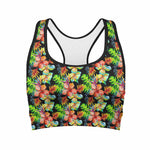 Tropical Hawaii Flowers Pattern Print Women's Sports Bra