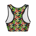 Tropical Hawaii Flowers Pattern Print Women's Sports Bra