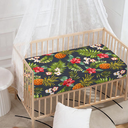 Tropical Hawaii Pineapple Pattern Print Baby Crib Sheet