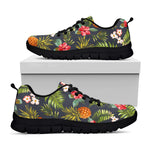 Tropical Hawaii Pineapple Pattern Print Black Running Shoes