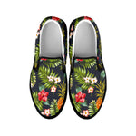Tropical Hawaii Pineapple Pattern Print Black Slip On Sneakers