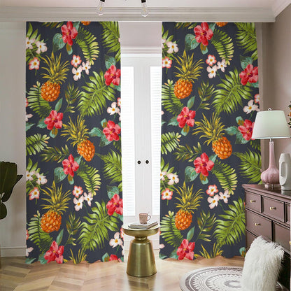 Tropical Hawaii Pineapple Pattern Print Blackout Pencil Pleat Curtains