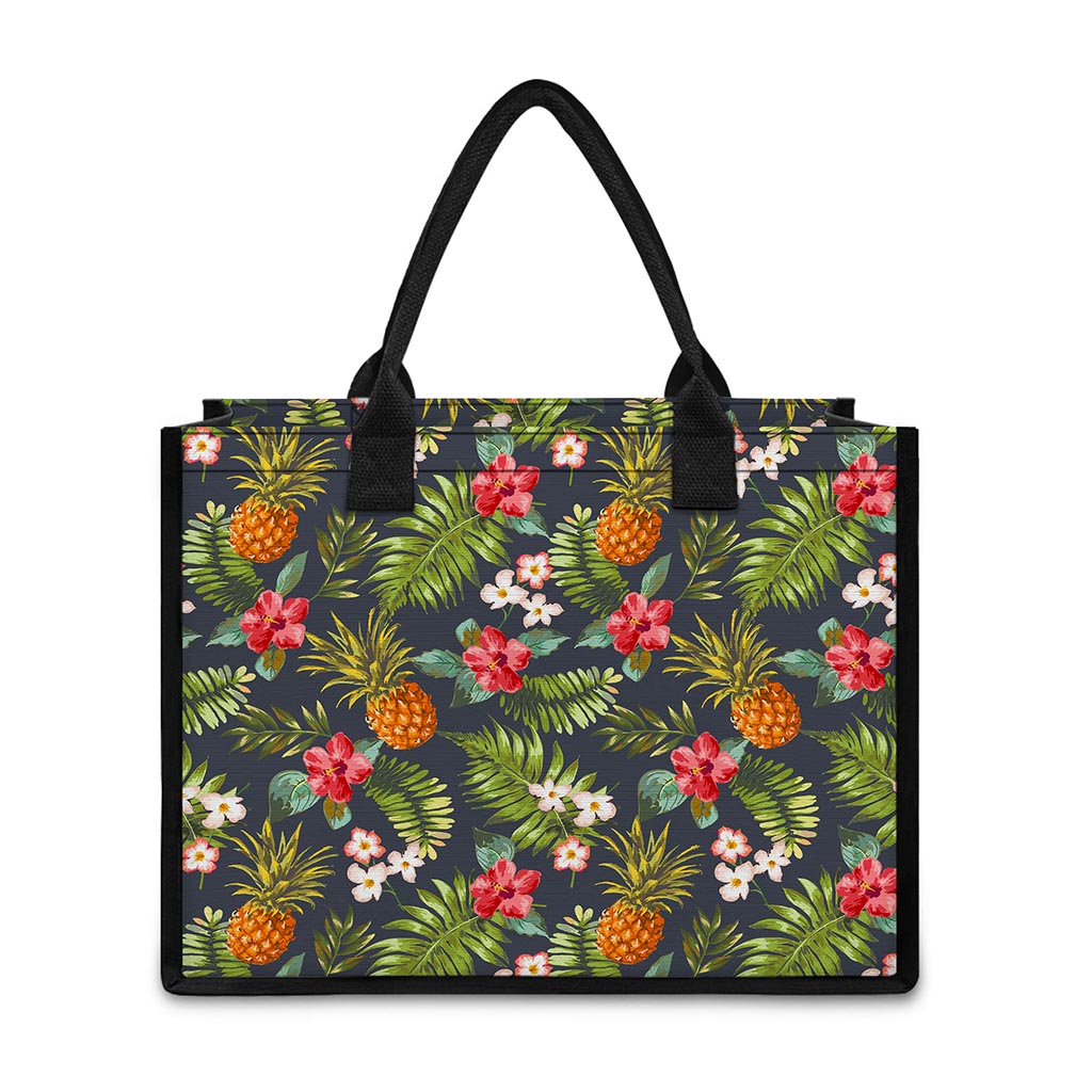 Tropical Hawaii Pineapple Pattern Print Canvas Tote Bag