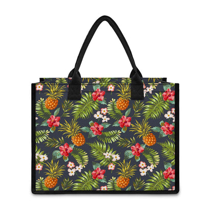 Tropical Hawaii Pineapple Pattern Print Canvas Tote Bag