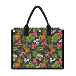 Tropical Hawaii Pineapple Pattern Print Canvas Tote Bag