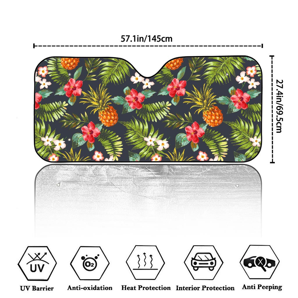 Tropical Hawaii Pineapple Pattern Print Car Windshield Sun Shade