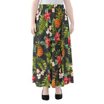 Tropical Hawaii Pineapple Pattern Print Chiffon Maxi Skirt