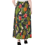 Tropical Hawaii Pineapple Pattern Print Chiffon Maxi Skirt