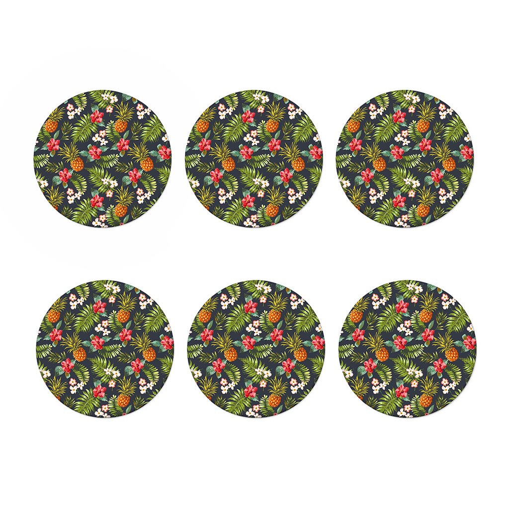 Tropical Hawaii Pineapple Pattern Print Coaster Set