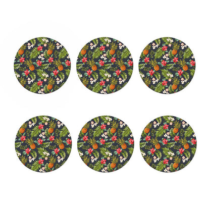 Tropical Hawaii Pineapple Pattern Print Coaster Set