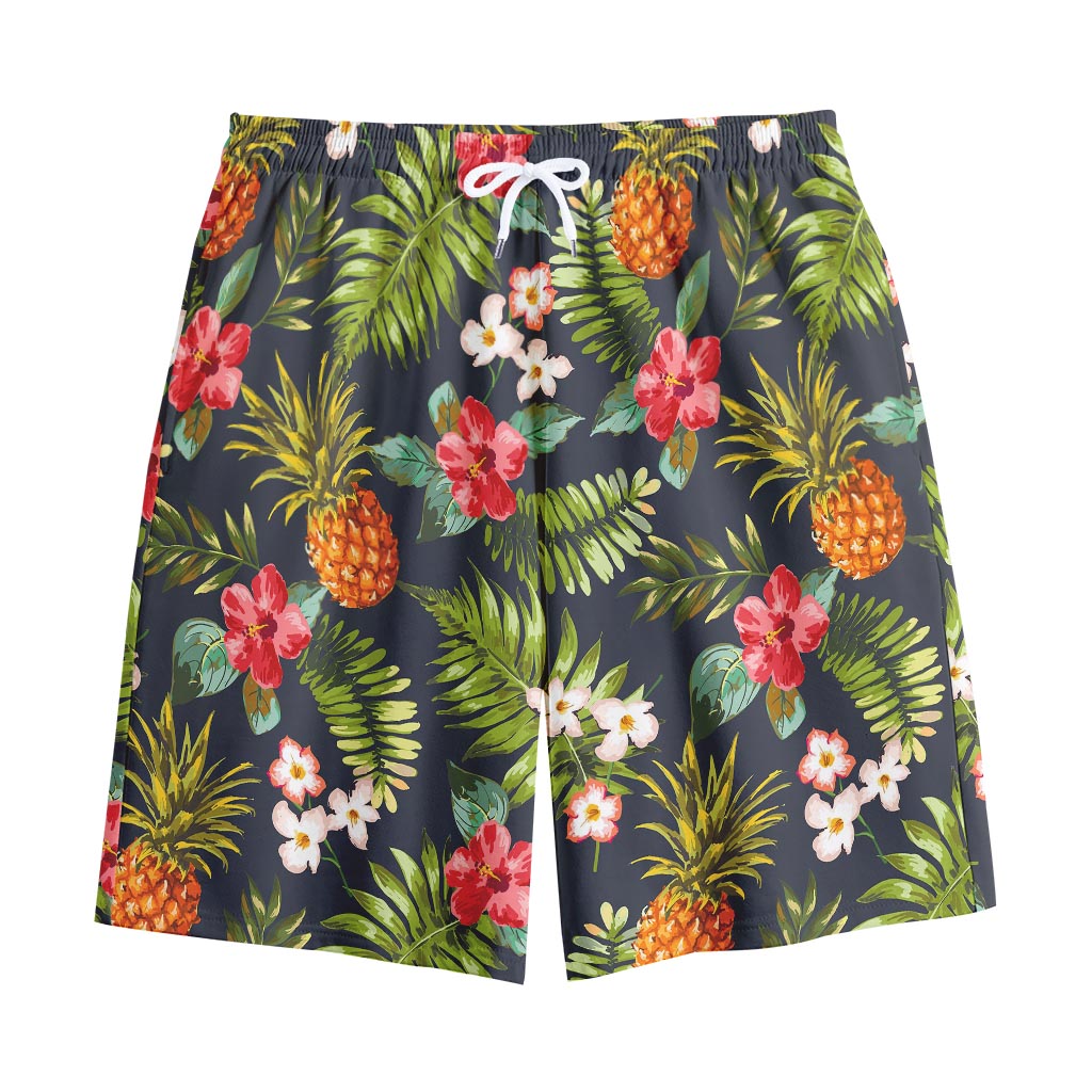 Tropical Hawaii Pineapple Pattern Print Cotton Shorts