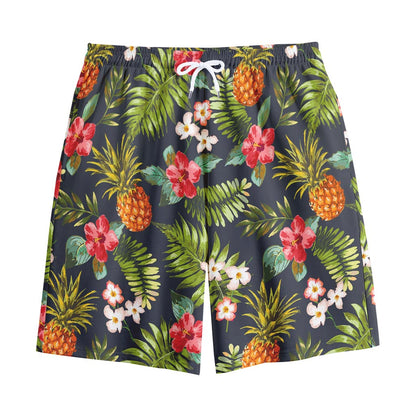 Tropical Hawaii Pineapple Pattern Print Cotton Shorts