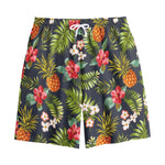 Tropical Hawaii Pineapple Pattern Print Cotton Shorts