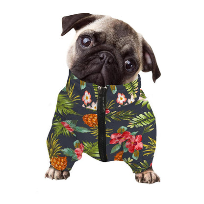 Tropical Hawaii Pineapple Pattern Print Dog Zip Up Jacket