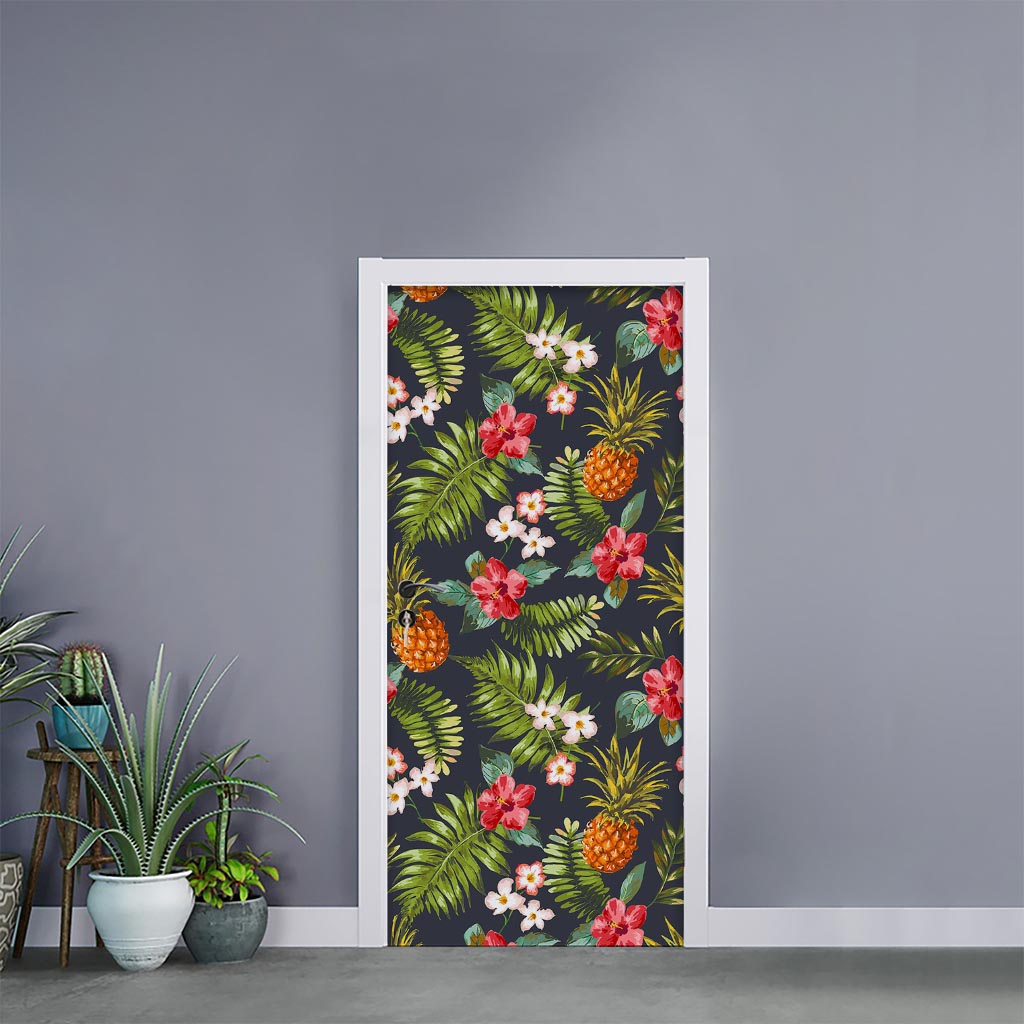 Tropical Hawaii Pineapple Pattern Print Door Sticker