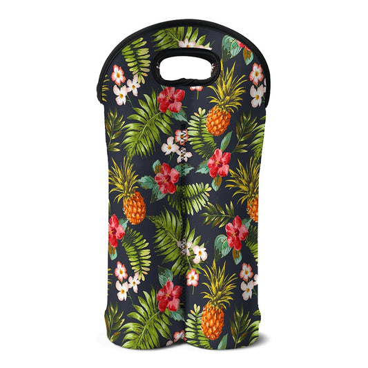 Tropical Hawaii Pineapple Pattern Print Double Neoprene Wine Tote