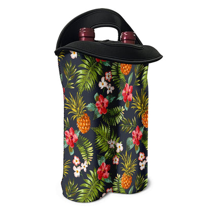 Tropical Hawaii Pineapple Pattern Print Double Neoprene Wine Tote