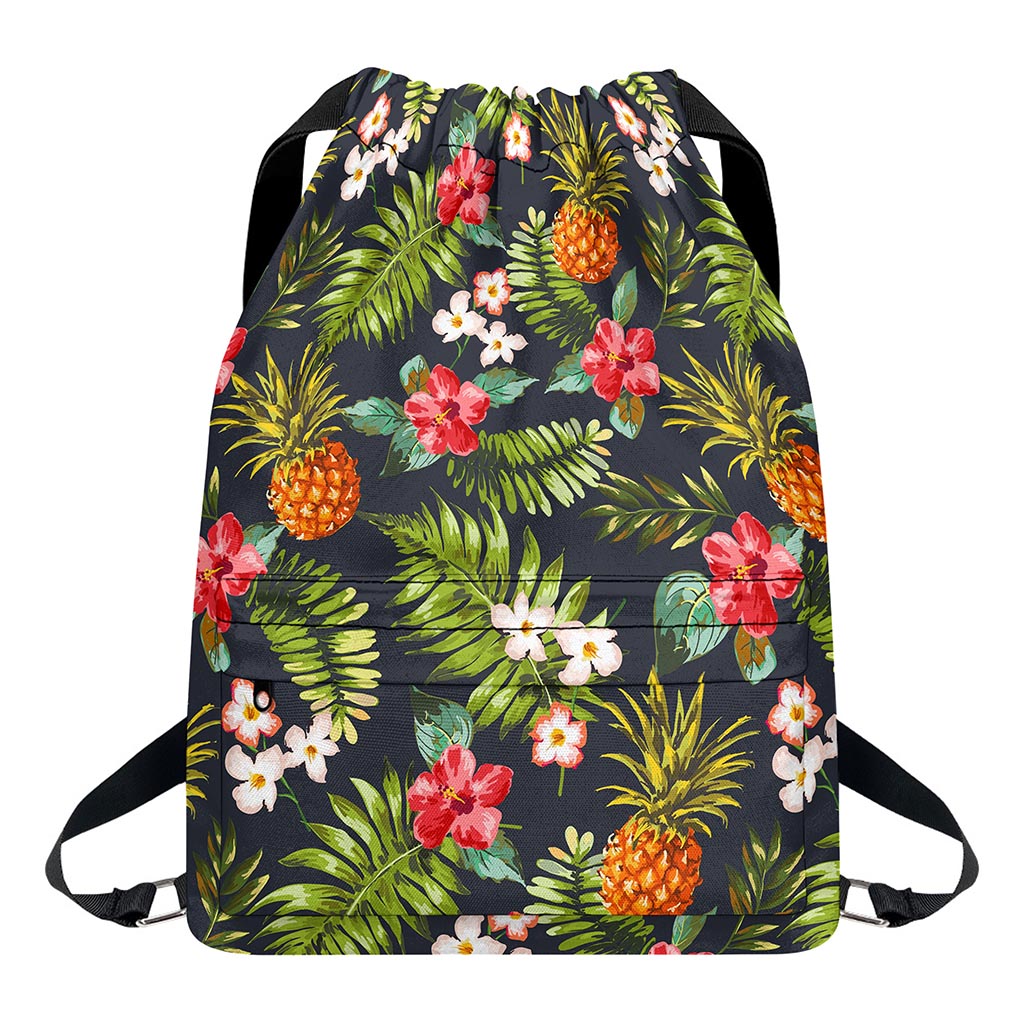Tropical Hawaii Pineapple Pattern Print Drawstring Backpack