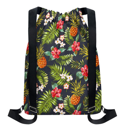 Tropical Hawaii Pineapple Pattern Print Drawstring Backpack