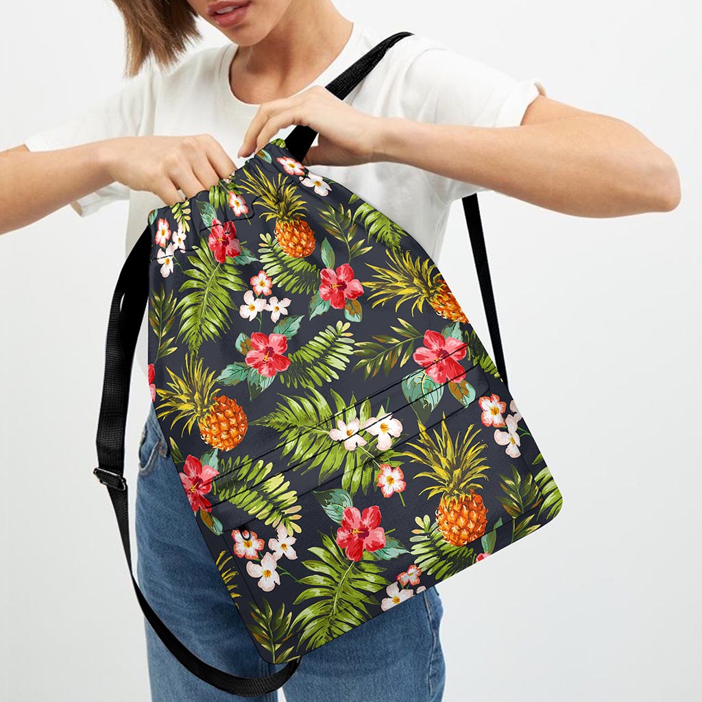 Tropical Hawaii Pineapple Pattern Print Drawstring Backpack
