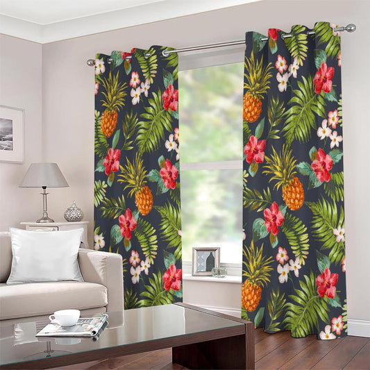 Tropical Hawaii Pineapple Pattern Print Extra Wide Grommet Curtains