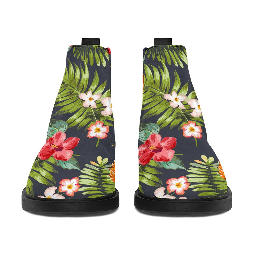 Tropical Hawaii Pineapple Pattern Print Flat Ankle Boots