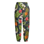 Tropical Hawaii Pineapple Pattern Print Fleece Lined Knit Pants