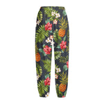 Tropical Hawaii Pineapple Pattern Print Fleece Lined Knit Pants