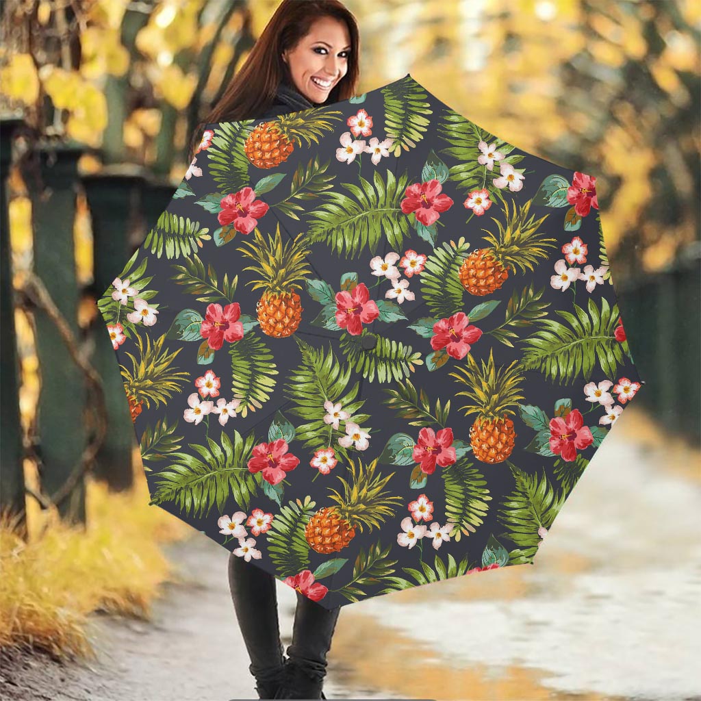 Tropical Hawaii Pineapple Pattern Print Foldable Umbrella