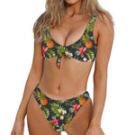 Tropical Hawaii Pineapple Pattern Print Front Bow Tie Bikini