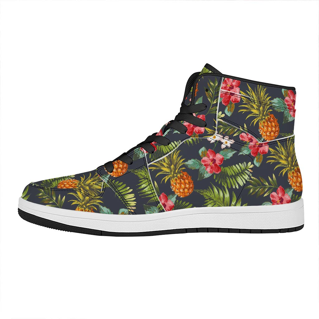 Tropical Hawaii Pineapple Pattern Print High Top Leather Sneakers