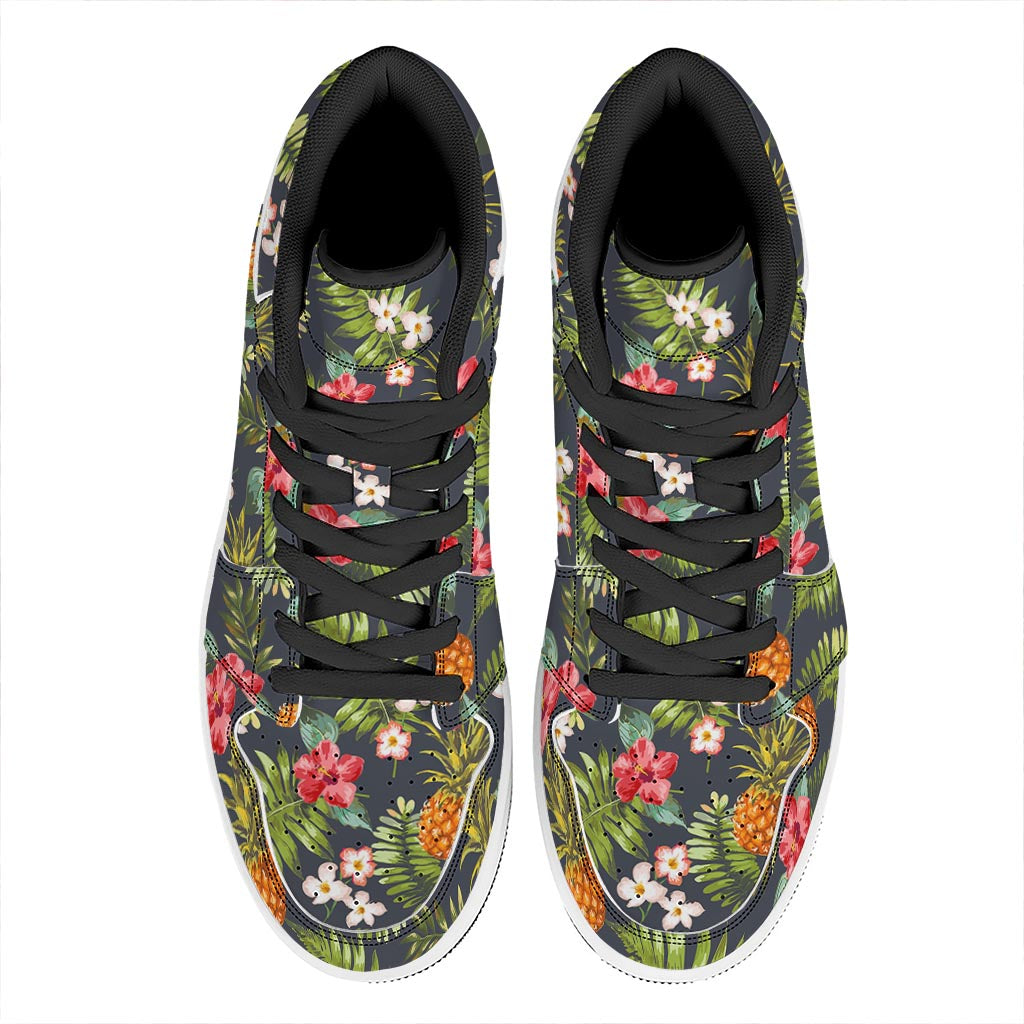 Tropical Hawaii Pineapple Pattern Print High Top Leather Sneakers
