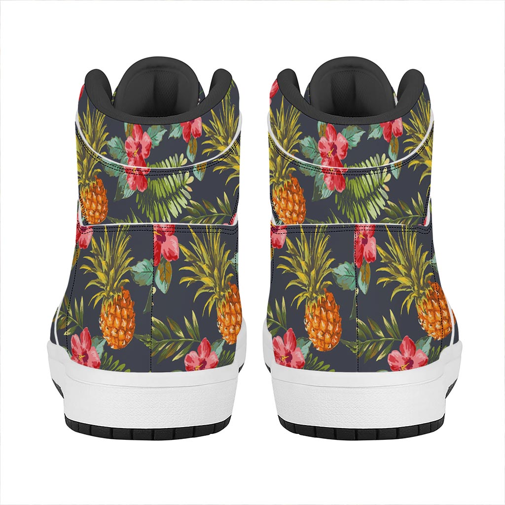 Tropical Hawaii Pineapple Pattern Print High Top Leather Sneakers
