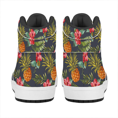 Tropical Hawaii Pineapple Pattern Print High Top Leather Sneakers