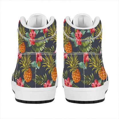 Tropical Hawaii Pineapple Pattern Print High Top Leather Sneakers