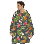 Tropical Hawaii Pineapple Pattern Print Hoodie Blanket