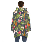 Tropical Hawaii Pineapple Pattern Print Hoodie Blanket