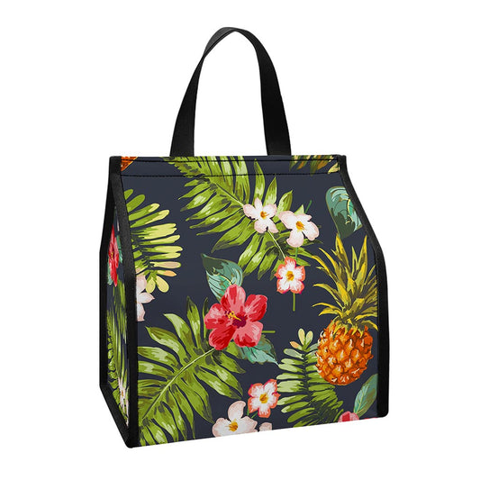 Tropical Hawaii Pineapple Pattern Print Insulated Lunch Tote