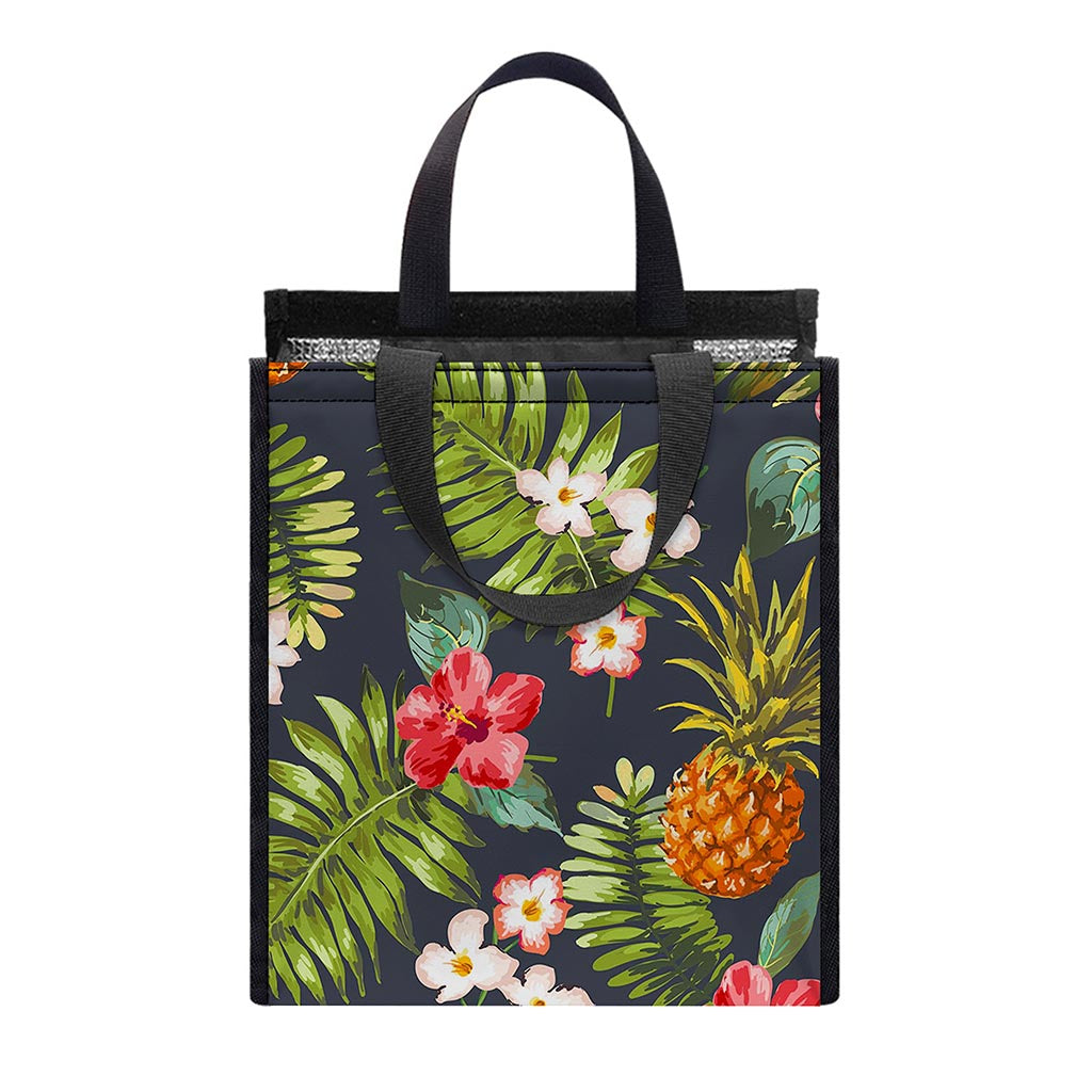 Tropical Hawaii Pineapple Pattern Print Insulated Lunch Tote