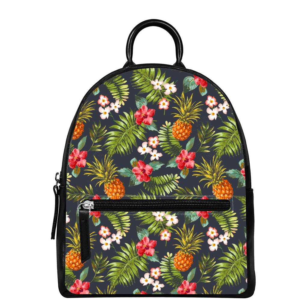 Tropical Hawaii Pineapple Pattern Print Leather Backpack